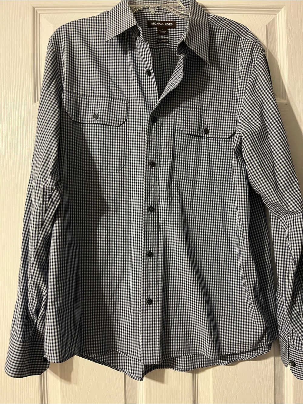 Michael Kors Men's Black & White Gingham Shirt Jacket